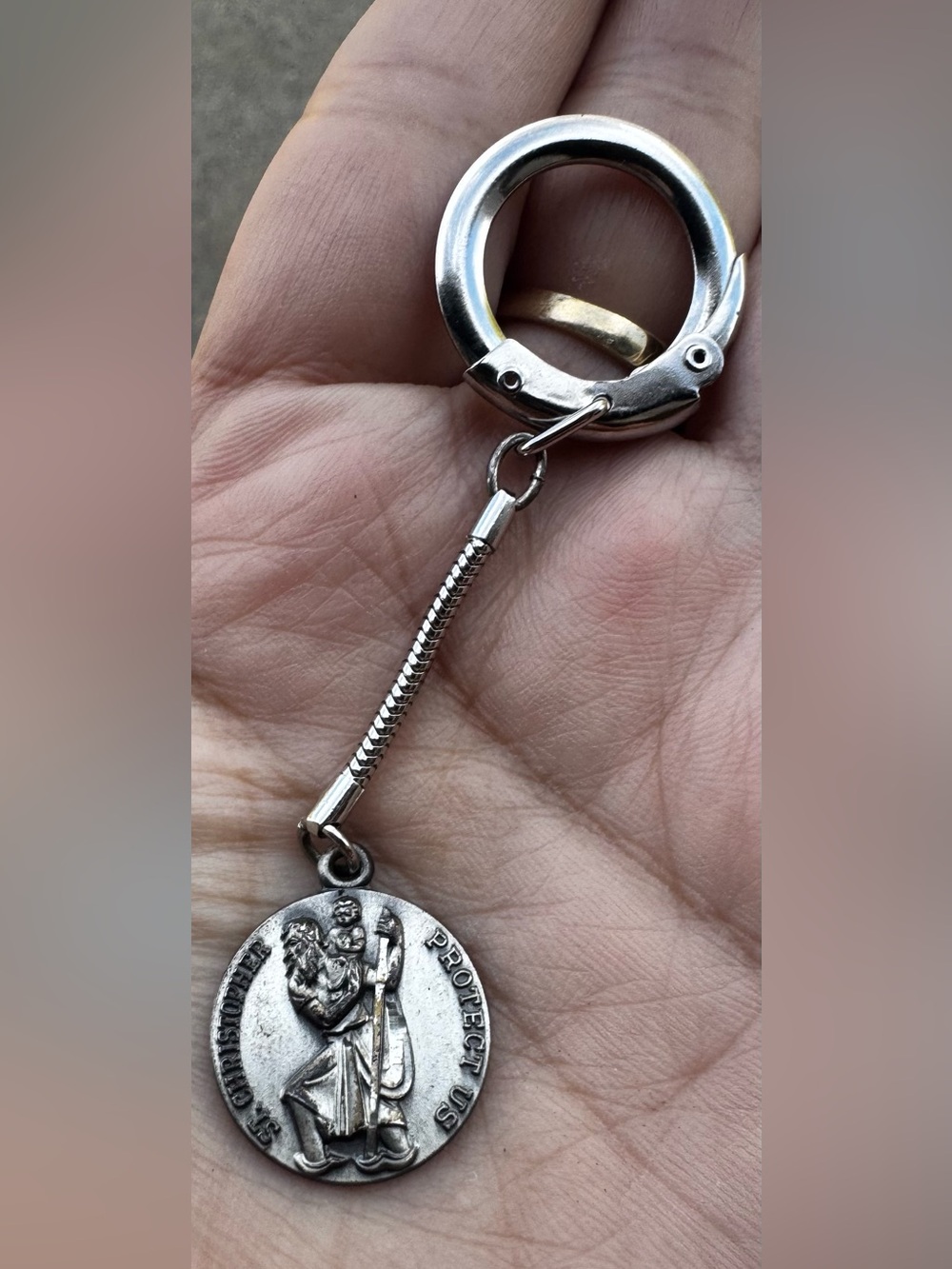 Silver Saint Medallion Keychain - Protective Patron Design